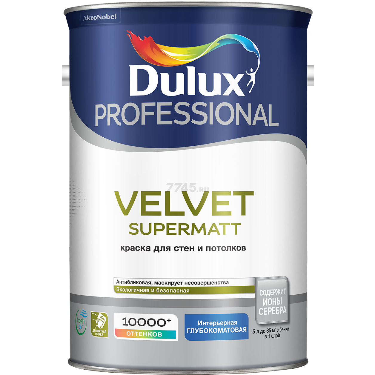 Краска водно-дисперсионная DULUX Velvet Supermat база BW глубокоматовая 1 л